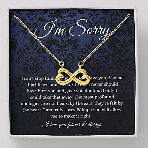 Bijuterii cu carduri de mesaje, colier handmade- cadou personalizat Infinity Hearts, scuze cadou pentru ea, cadou de iertare,