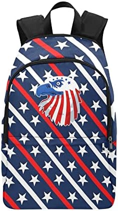 M Yescustom Bald Eagle Stele patriotice SUA Rucsac școlar de pavilion, geantă de școală albastră pentru studenți băieți fete,