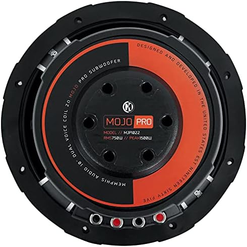 Memphis Audio MJP1022 10 în 1500 Watt Mojo Pro Car Audio Subwoofer DVC 2 ohm sub, negru