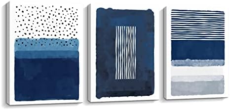 Creoate Canavs Canavs Artă de perete pentru living decor 3 bucăți abstracte albastru și alb pictură de pânză de imprimare set