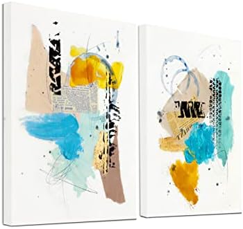 Zessonic Creative Creative Abstract Art Art Decor - 2 pachet 16 x 24 Uplifting Color Abstract Canvas Artwork cu textură de