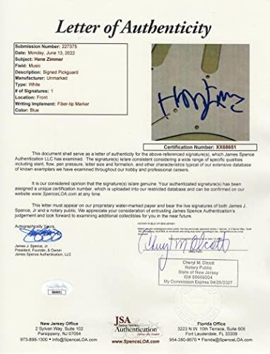 Hans Zimmer a semnat Autograph Dimensiune completă BLK Fender Stratocaster Guita electrică B - James Spence JSA Autentificare