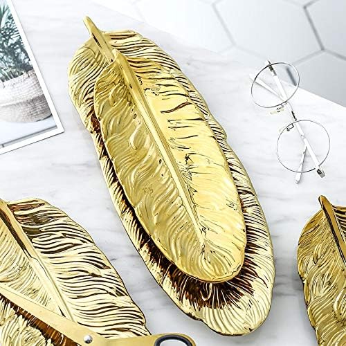 Pene De Aur Forma Ceramică Ornament Fel De Mâncare Porțelan Bomboane Breloc Fructe Tava Inel Depozitare Tava Home Decoration