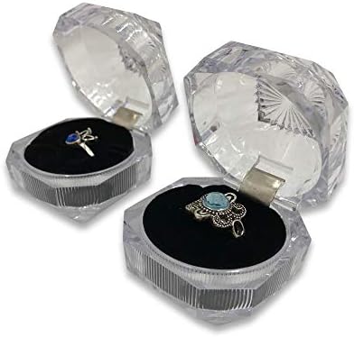 N ' icepackaging 2 Cantitate-cutie de bijuterii cu afișaj acrilic cu un singur inel cu pernă din spumă neagră-pentru cadou