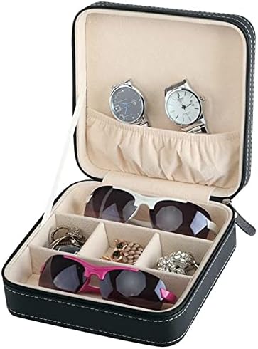 Oitto Ochelari de soare portabile cutii de călătorie pentru bijuterii de depozitare cutie grilă pahare mici carcasă cu fermoar