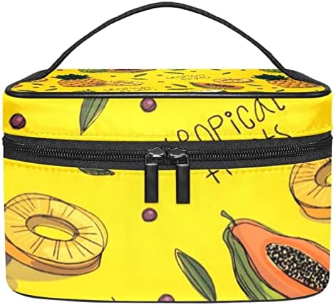 Geantă de machiaj de călătorie Yoyoamoy cu compartiment, fructe tropicale Papava model de ananas mare carcasă cosmetică personalizată