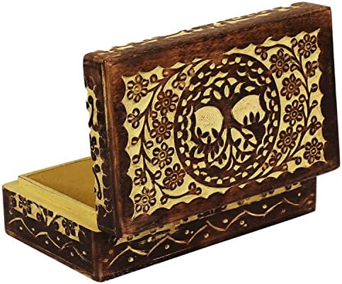 ETROVES Cutie de bijuterii din lemn de 8 inci - Organizator de comori portabile din lemn handmade din lemn, depozitare a memoriei