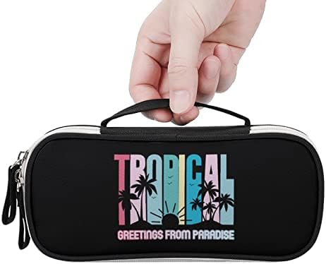 Slogan tropical Salutări de la Paradise Capacitate de înaltă capacitate Pen -stilou Carcasă portabilă pentru machiaj pentru