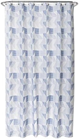 Zenna Home linii geometrice perdea de duș din țesătură, 70 x 72, Albastru