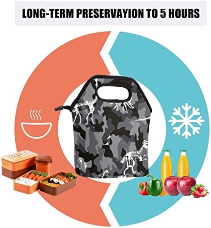 Acasădecorzone Gri camuflaj model prânz sac pentru copii, izolate ușoare prânz cutie sac pentru Copii Băieți și fete școală