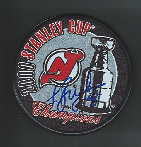 Sergei Brylin a semnat cu New Jersey Devils 2000 campioni ai Cupei Stanley puck-autografe NHL pucks