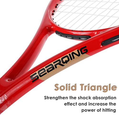Rachete de tenis SearQing pentru adulți pachet de 2, rachete de tenis ușoare de 27 inch rachetă de tenis profesională din fibră