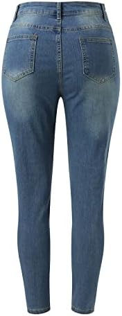 MIASHUI BUSINESC Pantaloni casual pentru femei Dimensiune 14 Stretch Femei Slim Denim Pocket High Women Pantaloni casual pentru