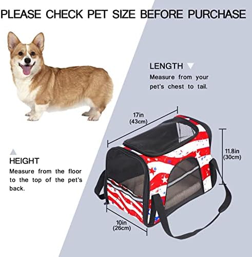 Pet Carrier US Flag Stars Soft-Sided Pet Travel Carriers pentru Corgi, Pisici, Câini Puppy Comfort Portabil Pliabil Pet Bag