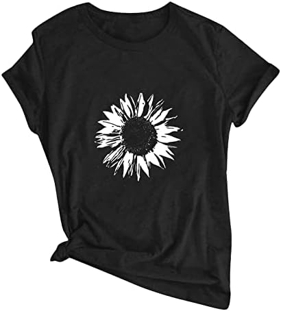 tricou cu mânecă scurtă pentru femei LCEPCY Floarea soarelui imprimat modă casual casual potrivire gât rotund tricou de bază