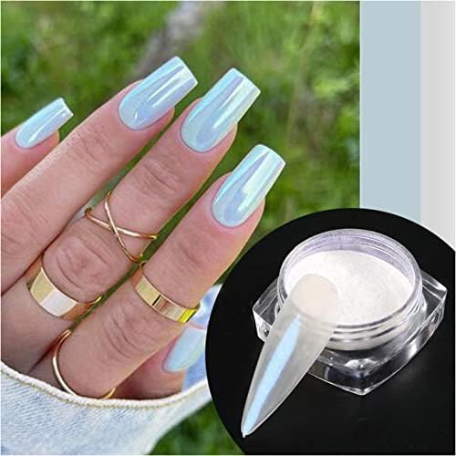 Pulbere de unghii cromată pigment cu efect de oglindă metalică crom irizat Aurora Nail Glitter Mermaid Pearl Glitter Dust Kit