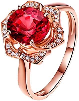 Doamnelor inel moda Rose inel cadou inel zi Red Zircon propunere Valentine Inele Inele baieti