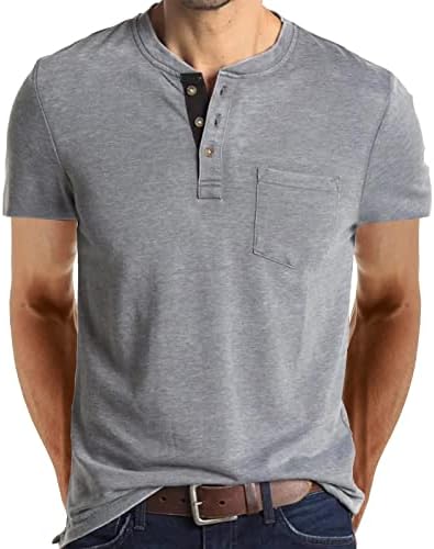 Gâtul de primăvară solid rotund și buton de buzunar de jos color color pentru bărbați cămașă cu mânecă scurtă cu mâneci de