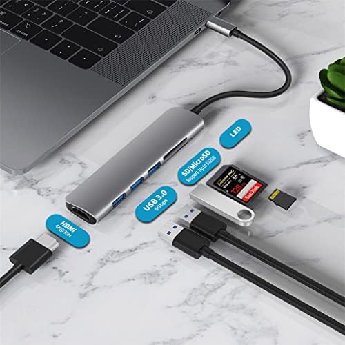 N / A Hub USB 3.1 Tip C la adaptor HDMI 4K Thunderbolt 3 Hub USB C cu slot pentru cititor SD Hub 3.0 TF