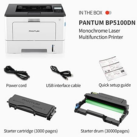 Imprimantă laser monocromă Pantum BP5100DN cu Ethernet și USB încorporat, imprimare automată pe 2 fețe, până la 40 de pagini