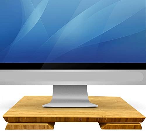 Reglabil standul de monitor de bambus pentru birou, raft de monitor din lemn, suport pentru imprimantă, potrivit pentru laptop,