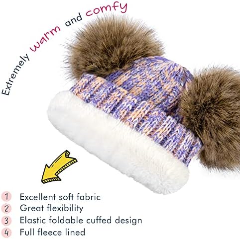 Simplicitate pentru copii pălării de iarnă pentru băieți și fete, portocaliu purpuriu și bleumarin
