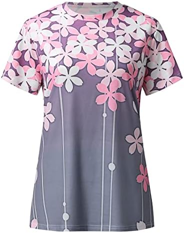 Vara pentru femei cu mânecă scurtă echipaj de gât cu flori imprimate tricouri cămăși casual tricouri pentru femei cămăși de