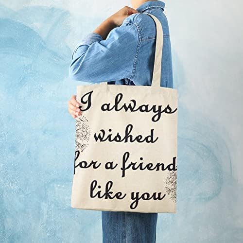 Wengbeauty canvas tote geantă Mi -am dorit întotdeauna un prieten ca tine Dandelion Best Friends Bag pentru umăr Reutilizabil