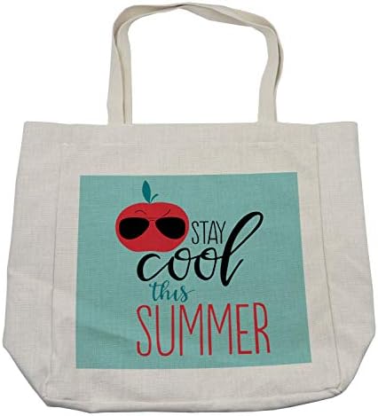 Geanta de cumpărături Amembesonne Stay Cool, Stay Stay Cool în acest text de vară și ochelari de soare cu mere, geantă reutilizabilă