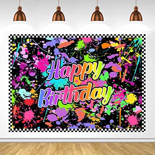Lofaris Neno Glow in the Dark Birthday Backdrops colorat Graffiti Splash Paint Party Background Slime Happy Birthday Theme