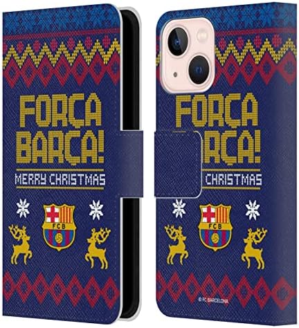 Cap de caz modele licențiat oficial FC Barcelona model de Crăciun Jumper piele Carte portofel caz coperta compatibil cu Apple