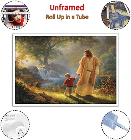 Ybs Iisus Hristos mergând cu poster de artă pentru copii și poză de artă de perete imprimare modernă pentru dormitor pentru