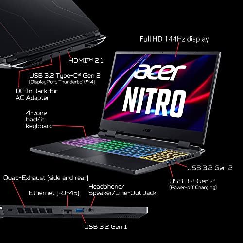 Acer Nitro 5 AN515-58-527s laptop pentru jocuri / Intel Core i5-12500h / GPU pentru laptop NVIDIA GeForce RTX 3060 / afișaj