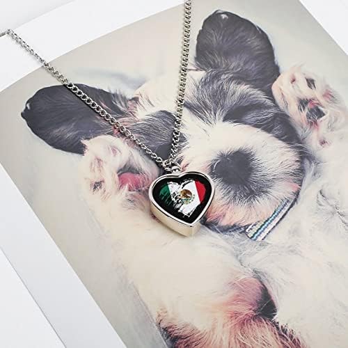 Grungy Mexic inima Pavilion Pet urnă colier pentru câini pisici cenușă Memorial pandantiv suvenir bijuterii pentru bărbați