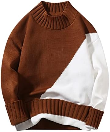 Pulover pentru bărbați culoarea cu mânecă lungă casual contrast cu gât rotund pulover pentru bărbați, traversă de tragere pentru