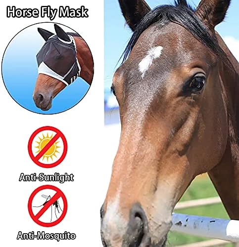 Cal zbura masca super confort acoperi măști pentru cai cu urechi elasticitate Cal zbura masca UV protecție
