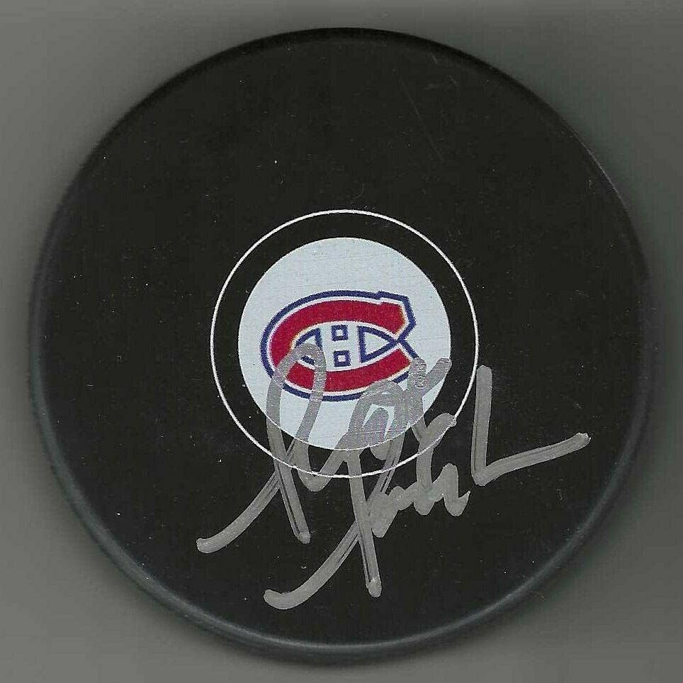 Scott Sandelin a semnat pucul Montreal Canadiens Minnesota Duluth Bulldogs-pucuri NHL autografate