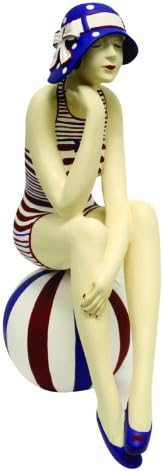 Figurina mea de frumusețe retro retro de baie swanky | Costum de înot plajă bilă roșu albastru albastru albastru american
