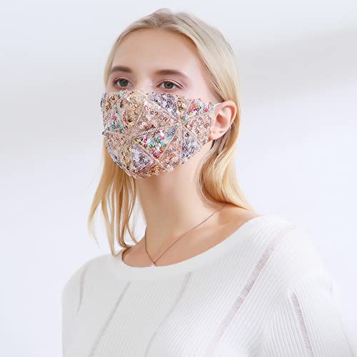 Sclipitoare Sequin bumbac Face_Mask Bling Stras fata care acoperă pentru femei Respirabil reutilizabile reglabil sclipici fata