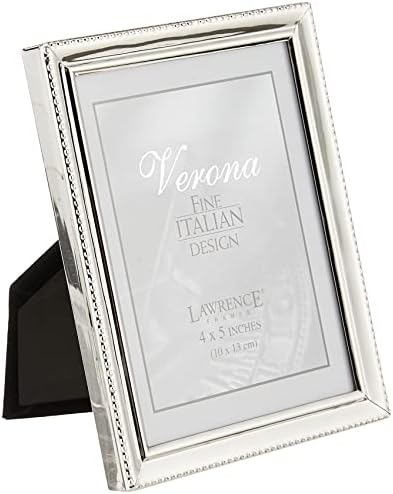 Lawrence Frames 11645 Placă de argint lustruit 4x5 Cadru de imagine - Proiectare de bordură a mărgelelor