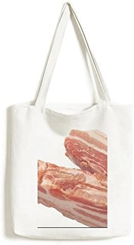 Grăsime carne de carne de porc crudă textură de mâncare crudă tote canvas geantă cumpărături ghiop de mână casual