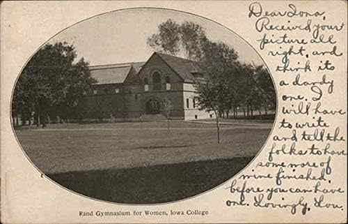 Rand Gymnasium pentru femei, Iowa College Grinnell IA carte poștală originală antică