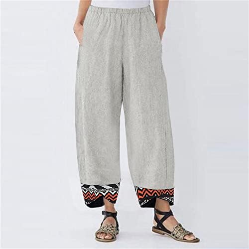 Meymia Womens Bumbac Pantaloni de bumbac la modă, respirabil talie înaltă, cu talie înaltă, întinsă, cu buzunare, cu talie