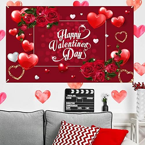 Happy Valentine's Day fundal Red Rose Blossom Love Heart Floare Floare fundal - Propuneți căsătoria Duș de mireasă Aniversare