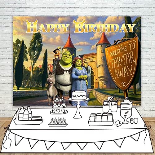 Shrek fundal Happy Birthday 5x3ft Shrek Birthday Party Consumabile Banner pentru copii vinil departe departe Shrek Party fundal