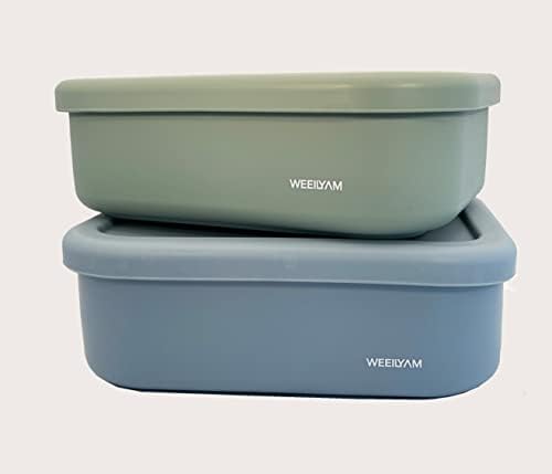 Weeilyam, verde măslin cu 1 compartiment silicon cu cutie bento cutia de proiectare flexibilă pentru scurgere pentru prânz
