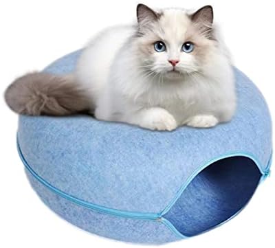 Pat tunel Hulzogul pentru pisici, jucărie durabilă pentru pisici din pâslă, design rotund pentru cuib de pisică gogoașă pentru