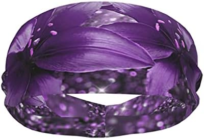 Purple Flower antrenament Headbands pentru Femei Bărbați Anti alunecare respirabil Sport Sweatbands Yoga Hairbands pentru alergare,