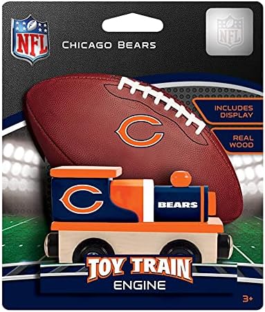Capodopere Motor cu tren din lemn - NFL Chicago Bears - Toydler și jucărie pentru copii autorizați, negru