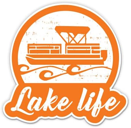 Lake Life Pontoon Boat - Autocolant de vinil de 3 - pentru telefon cu apă de apă pentru laptop auto - Decalitate impermeabilă